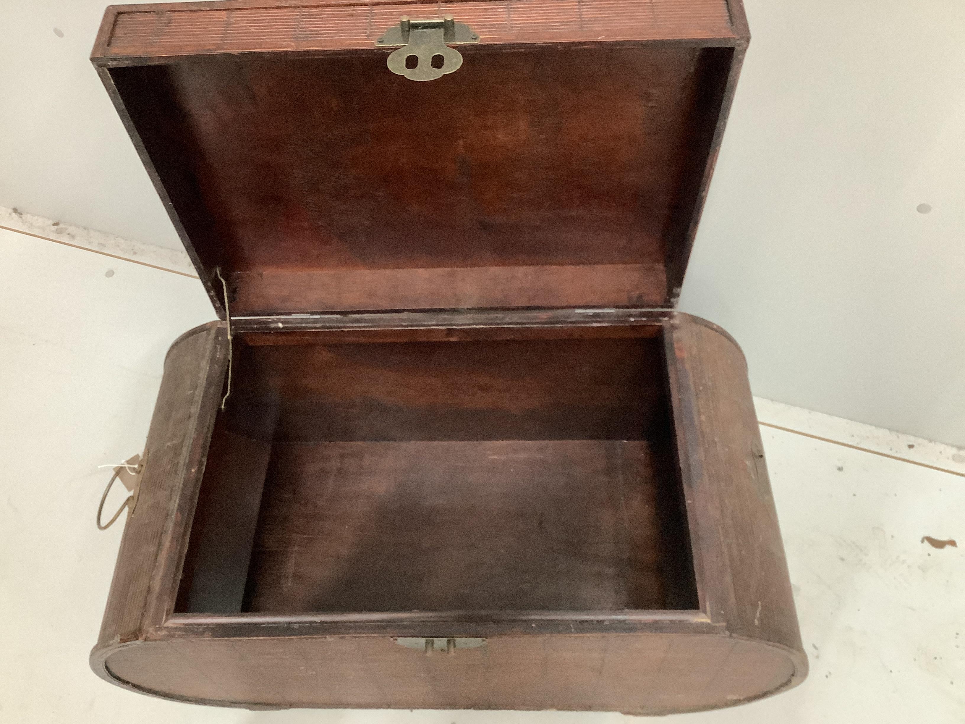 A Chinese rattan trunk, width 81cm, depth 41cm, height 43cm